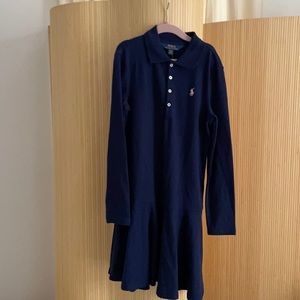 Girls navy Polo by Ralph Lauren dropwaist dress, long sleeves, size M 8/10 NWT